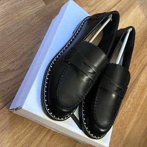 Schutz oxford leather loafers black